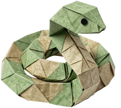 Serpiente de origami, mascota del banco del Hospital de Clínicas